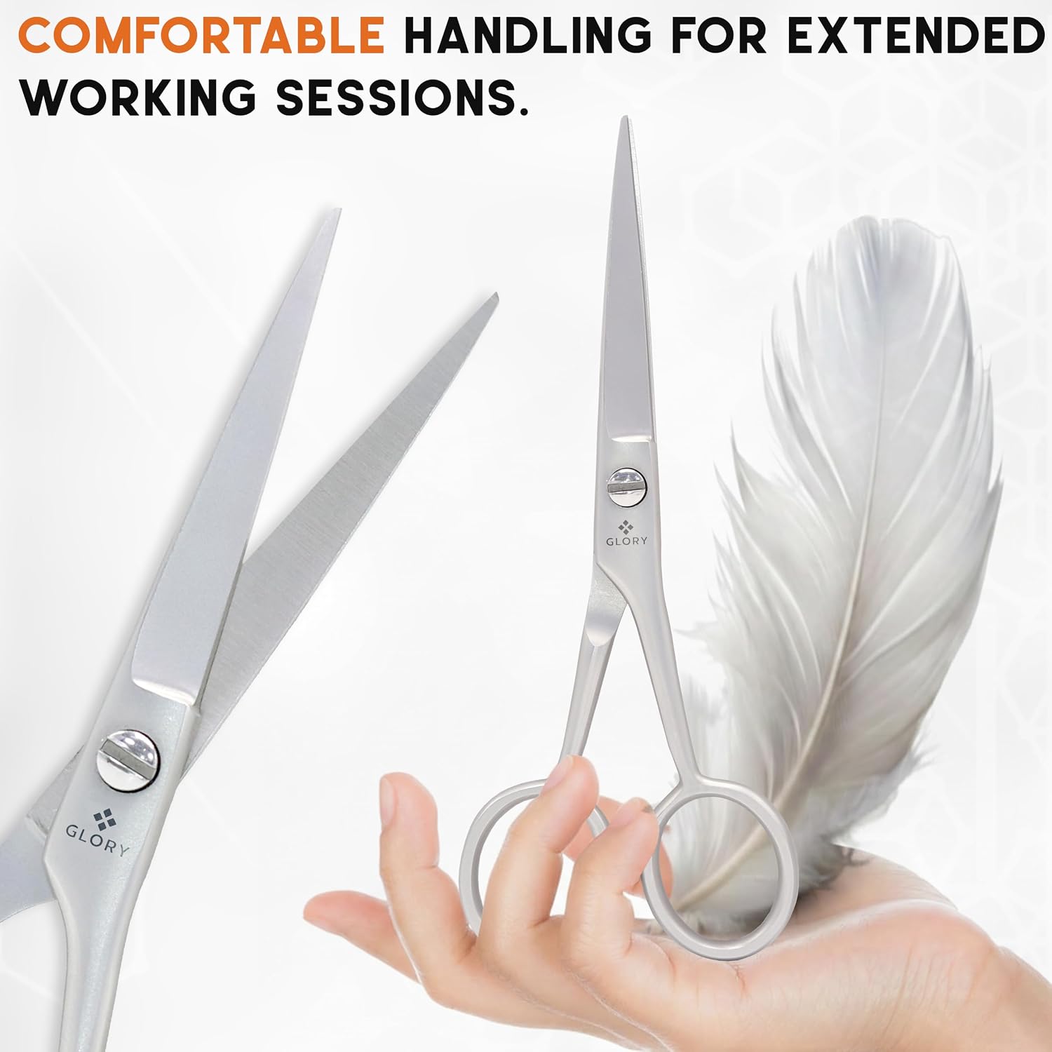 GLORY 5 Inch Professional Beard and Mustache Scissors, Premium Stainless Steel Facial Hair Trimming Scissors - Sharp Serrated Edge Grooming Shears for Men, Precision Mustache & Beard Trimming Scissor