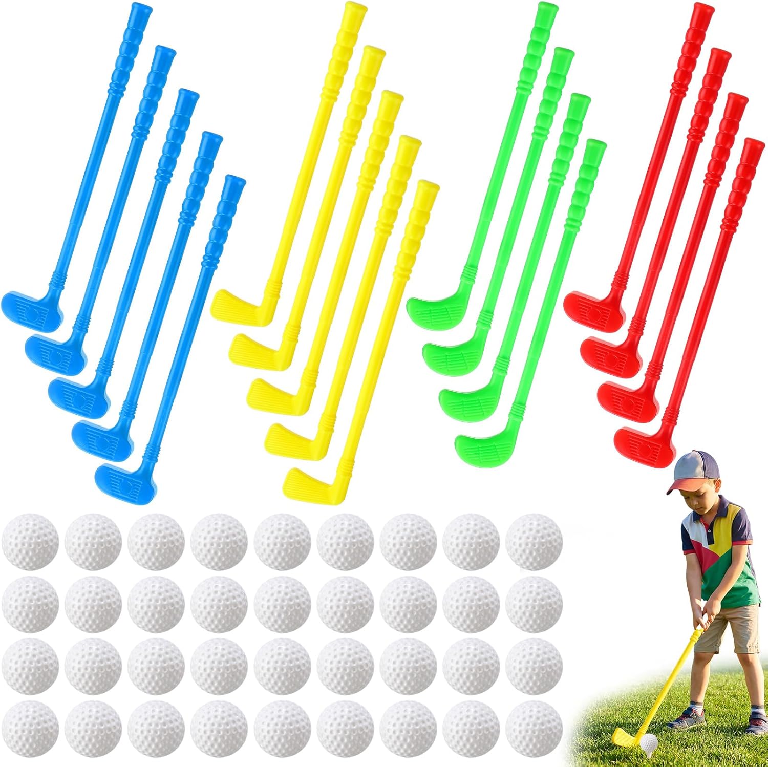 36 Pcs Plastic Mini Golf Clubs for Toddlers, Kids Golf Clubs Toy Set, Toy Balls for Outdoor Indoor Lawn Sports Birthday Gifts for Boys Girls