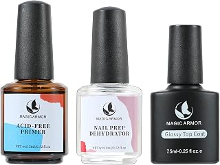 Nail Prep Dehydrator and Acid-Free Primer Glossy Top Coat Super Bond Kit,Non Acid No Burn Nail Dehydrator and Primer for Acrylic Powder and Gel Nail Polish Builder Gel Nail Dehydrator Liquid Gift Box