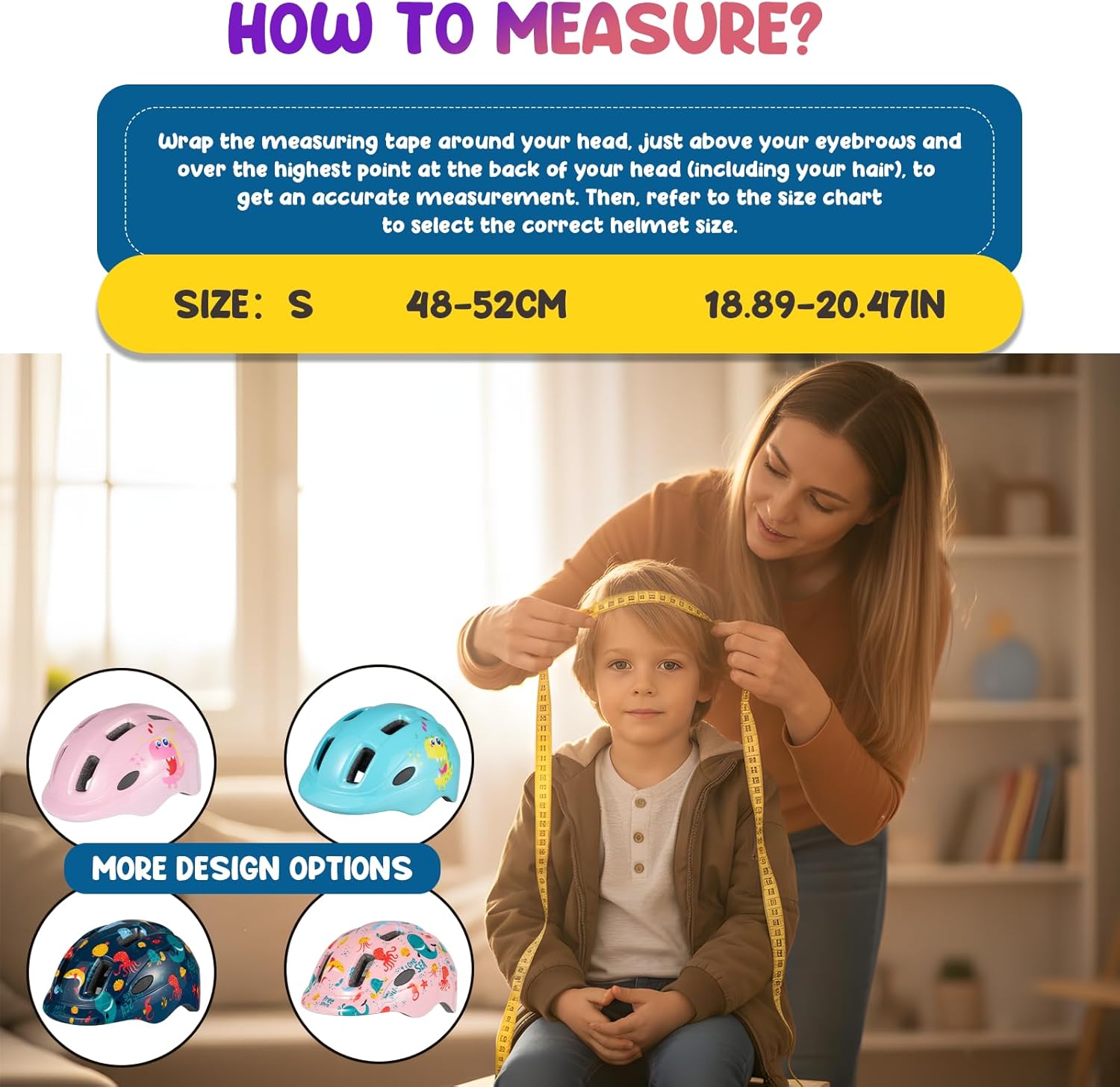 Favoto Kids Children Bike Helmet - CPSC Certified Lightweight Adjustable Toddler Bike Helmet for Boys Ages 5 and up Size S (18.9-20.5 inches) Blue Monster Design for Scooter Cycling and Outdoor