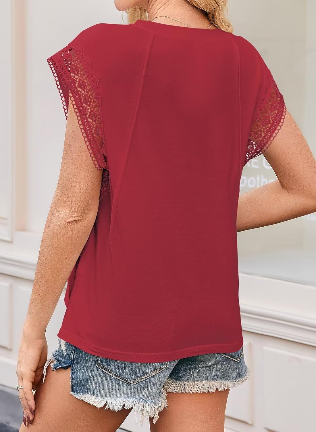 Womens Summer Tops Crochet Cap Sleeve Shirts Hollow Casual Geometric Tees Boho Sleeveless Tank Top Loose Fit Tunic - Image 5