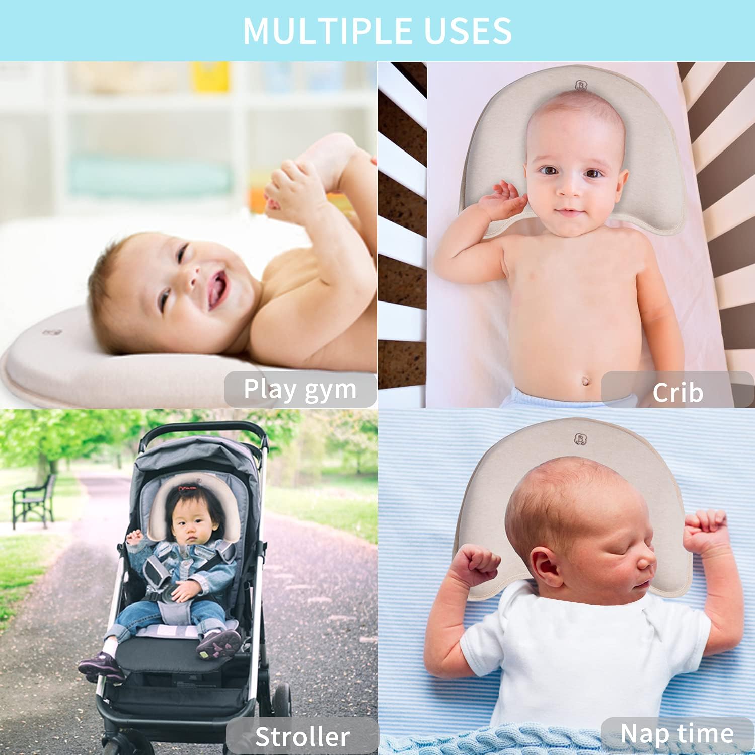 COTTONBEBE Baby Pillow for Newborn Prevent Infant Flat Head Syndrome, Memory Foam Round Toddler Pillow for Sleeping, from 3-36 Months… : Baby