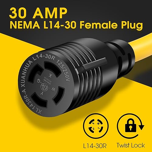 Miniatura 5 de Cable adaptador de interruptor de transferencia de generador, 14-50P macho a L14-30R hembra, adaptador de enchufe de generador de 50 amperios a 4