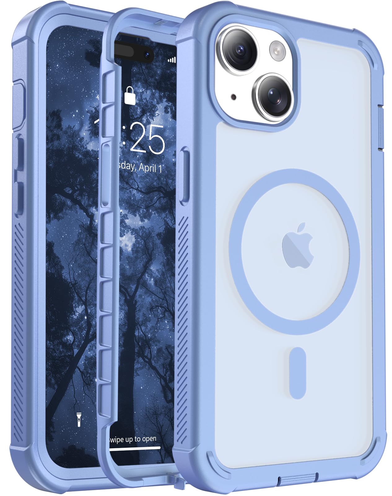 jaroco Magnetic for iPhone 15 Case Heavy Duty Protection Blue Purple