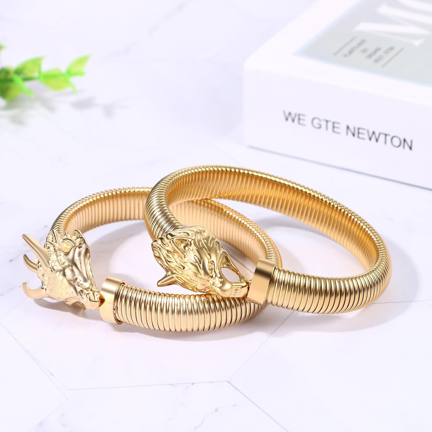 OIDEA Viking Dragon Bracelet for Men: Punk Cool Gold Chunky Stretch Bracelets Gothic Stainless Steel Cuff Bangles Bracelet Adjustable Viking Jewelry Gifts
