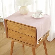Solid Color Small Tablecloth Bedside Table Cloth Washable Nightstand End Table Cover for Home Decoration 16 x 35 Inch Pink