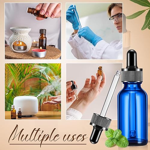 Miniatura 55 de Lallisa Paquete de 48 botellas con cuentagotas de aceite esencial, botellas de vidrio con cuentagotas para bricolaje, perfume de aceite esencial