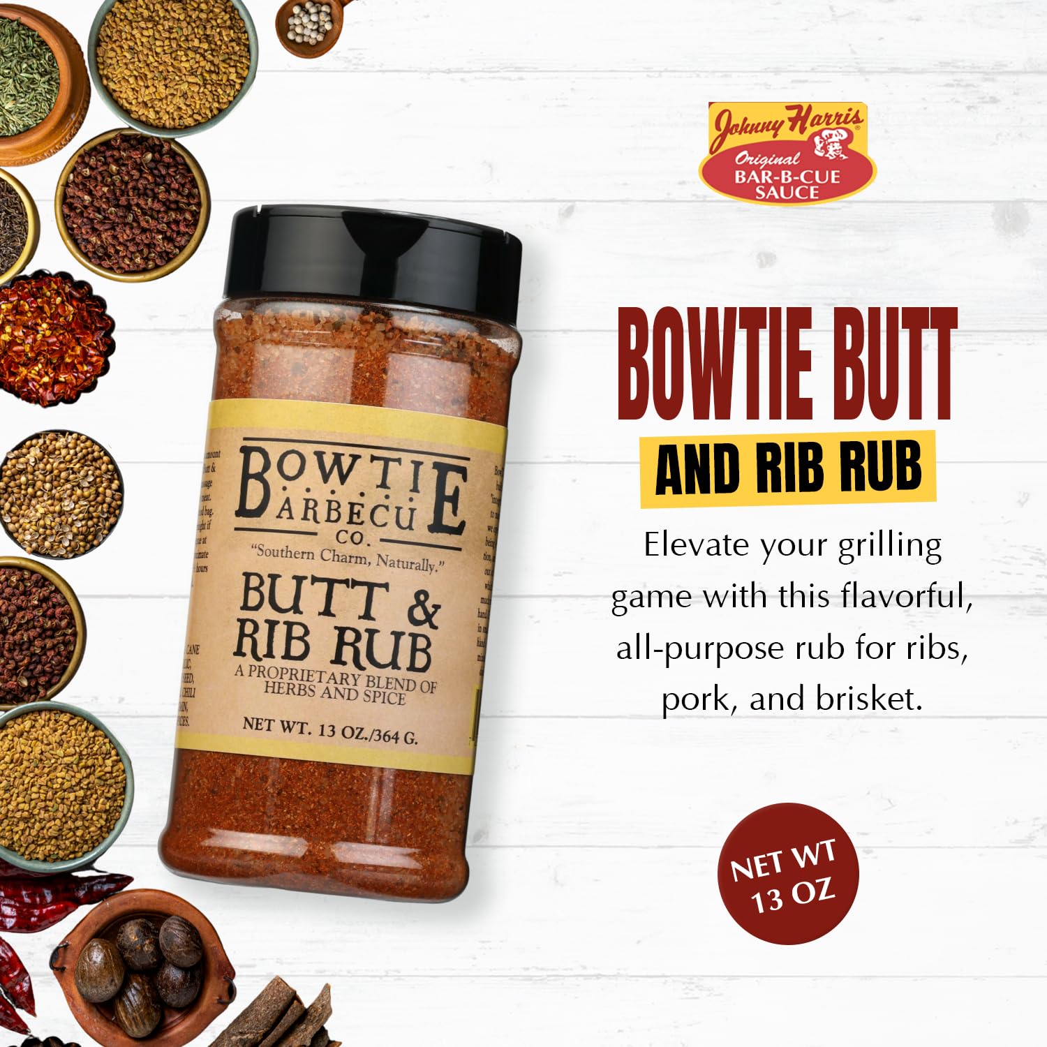 Bowtie Butt and Rib Rub, Dry Barbecue Spice Blend, and Seasoning Mix Barbecue Spice Blend, Butt and Rib Seasoning, Premium BBQ Rub for Ribs, Steak, Grilling Meat, Pork, Brisket, and More - 13Oz, 1 Pack - Image 2