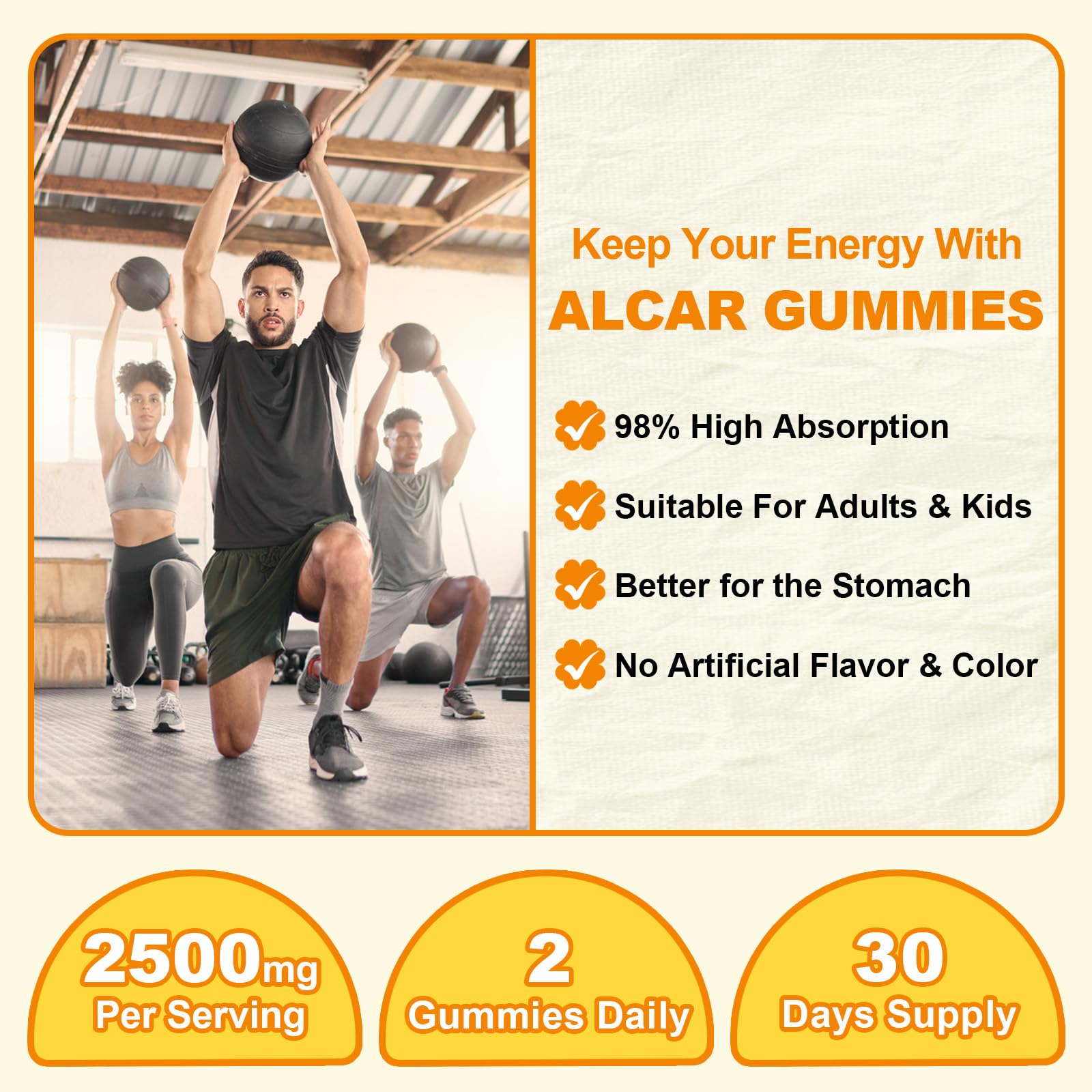 Acetyl L-Carnitine Gummies Sugar Free, Premium L-Carnitine Supplement for Women & Men, ALCAR Supplement for Energy, Muscle, Focus & Brain Support, Gluten-Free, Vegan, Pineapple Flavor, 60 Ct — Amazon image 9