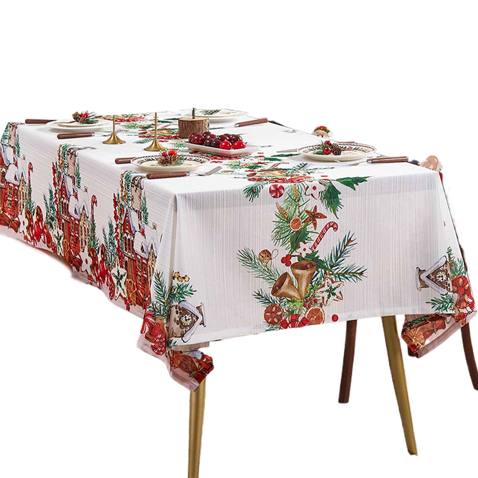 Generico Tovaglia Natalizia Tovaglia Quadrata Decorativa 140 Cm X 140 Cm
