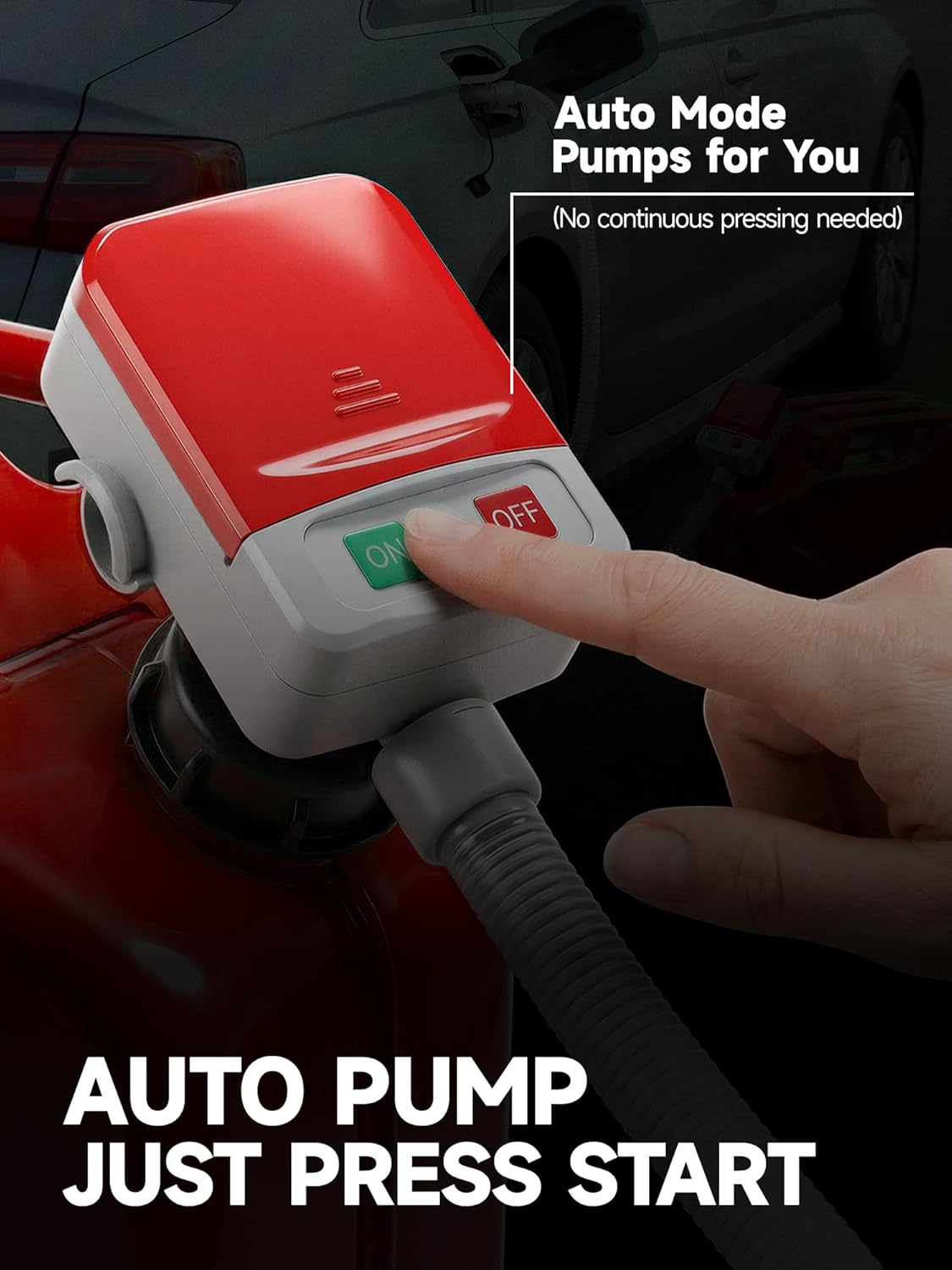 Portable Fuel Transfer Pump,3.2GPM 51”Extra Hose Battery & USB Powered Gas Can Pump with Auto-stop Sensor for Oil, Diesel and Gasoline,4 Tank Adapter& Leak-Proof