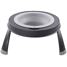 Dexas Pets Single Elevated Pet Feeder/Pet Bowl, Large/ 4 Cup Capacity, Light Gray