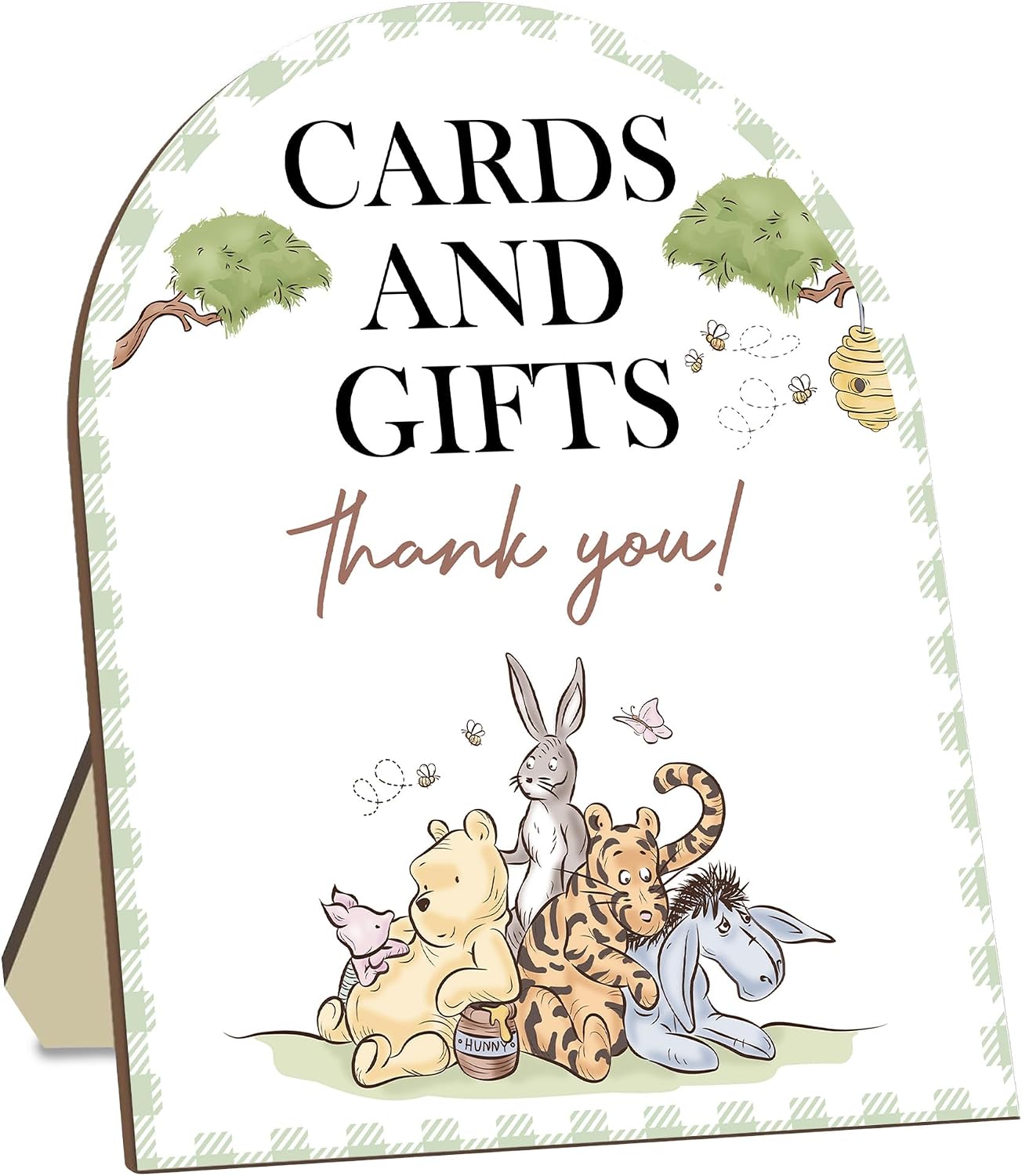 Winnie Bear Baby Shower Decorations, Card And Gifts Table Sign, 1 Self-Standing Sign With Stand, Classic Bear Birthday Decorations, Favors And Supplies（8" X 10"）-A04
