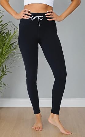 Yogalicious Womens Lux High Waist Full Length Legging with Drawstring & Side Pocket