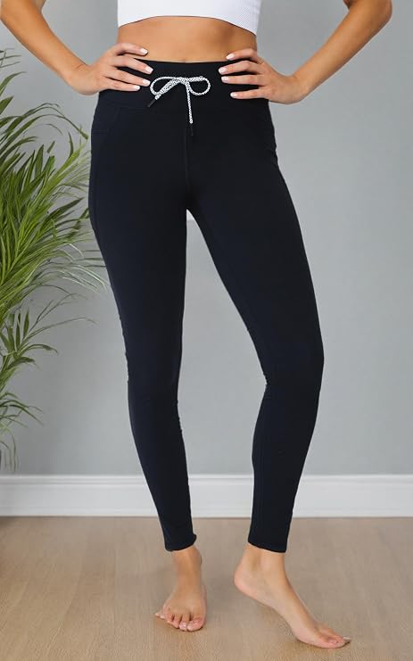 Yogalicious Womens Lux High Waist Full Length Legging with Drawstring & Side Pocket