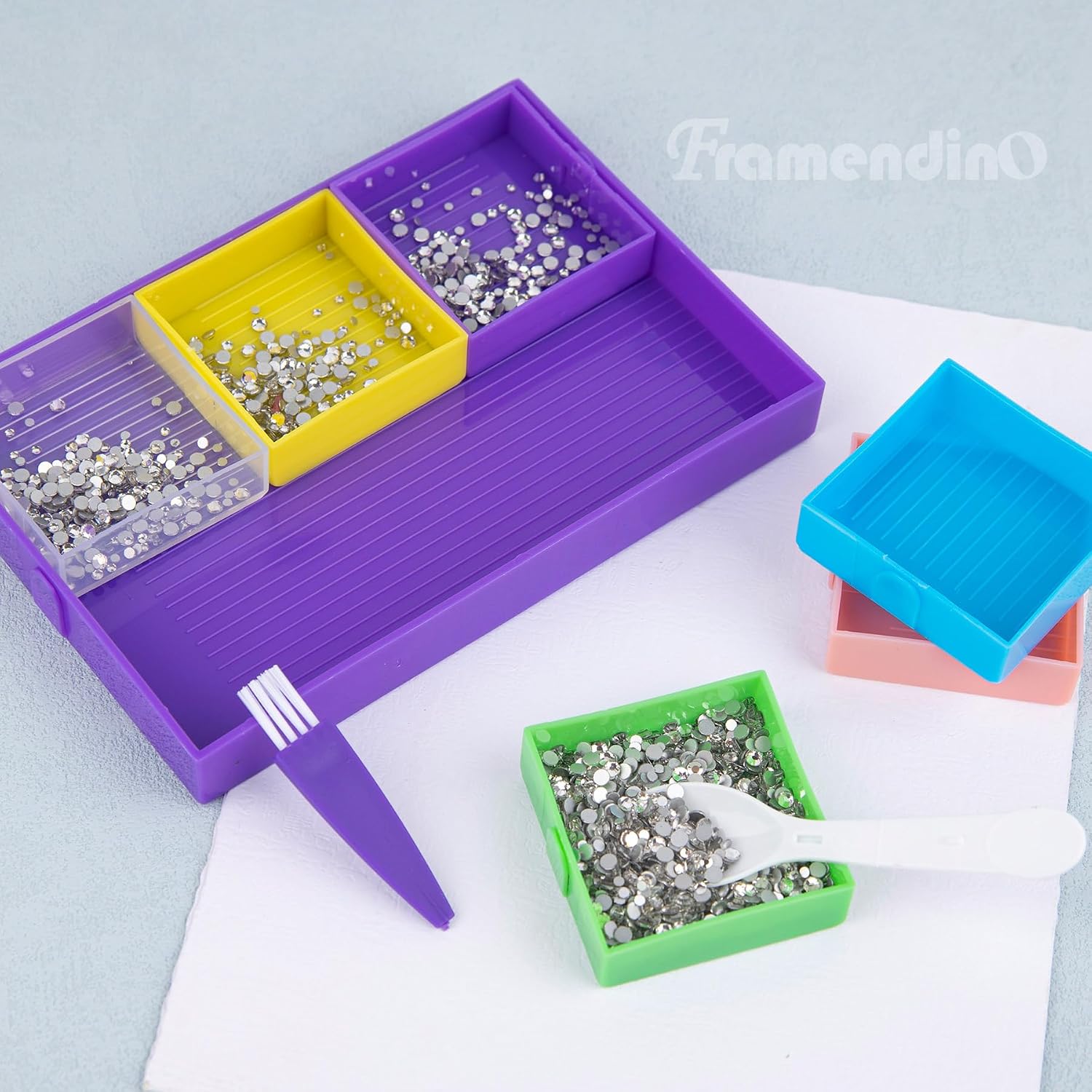 Framendino, 9 Pack Diamond Art Painting Bead Trays Plastic Sorting Tray Organizer Storage Containers for Rhinestones DIY Craft Tool