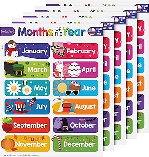 12 Months of the Year Chart for Preschool to Grade 1 Kids â€“ Colorful Educational Visual/Learning Aid Poster Decoration for Classroom or Home | Glossy Durable Cardstock | 8.5