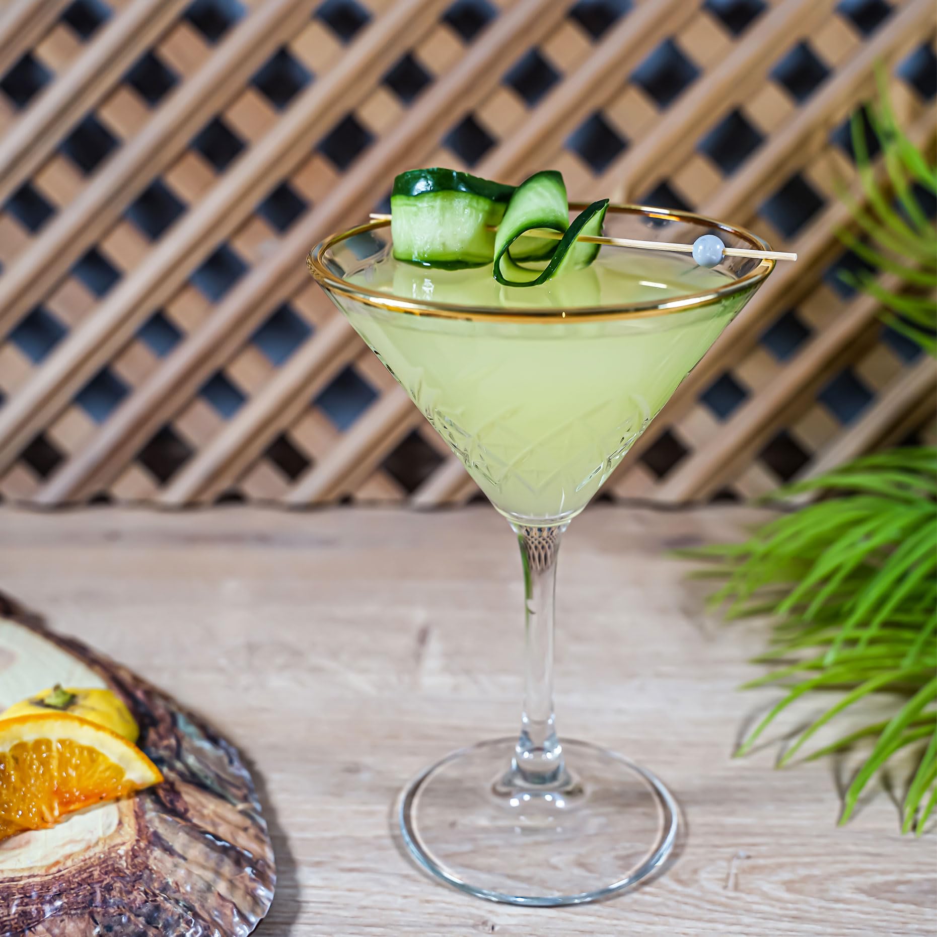 Zestaw 4 kieliszków do martini w stylu vintage, złote oprawki, szklanki do espresso martini, szklanki do Margarita, kieliszki Prosecco, kieliszki do szampana z długą łodygą (230 ml)