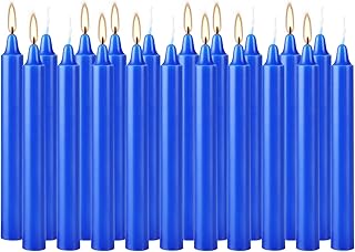20pcs 4-inch Taper Candles Smokeless Long Burning Candles for Daily, Wedding,Christmas Table,Fireplace(Blue)