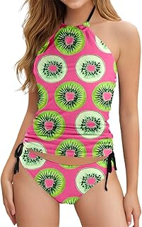 Generisch Traje de baño informal de dos piezas estampado para mujer en verano, camiseta interior funcional para hombre