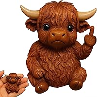 Dexprosy Fun Mini Middle Finger Brown Cow Statue - Durable Resin Desk Garden Decor, Humorous 2025 Gift Ornament