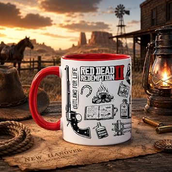 Red Dead Redemption Özel Tasarım Kırmızı Porselen Kupa Bardak