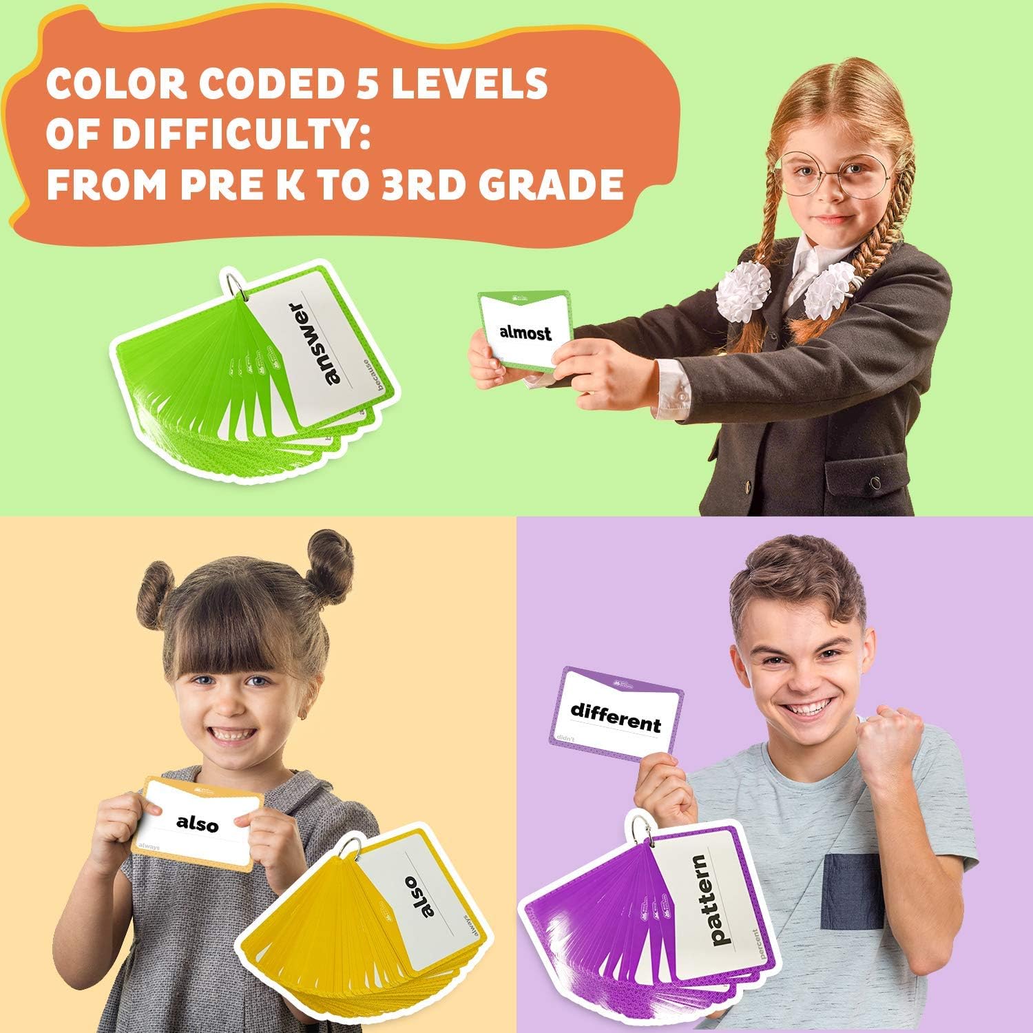 Sight Words Flash Cards 520 Word Set : Educational Abc Alphabet Letter Flashcards Homeschool Kindergarten Learning , Read Site Language Activities Toddlers Preschool Kids Games Ages Years : Toys & Games