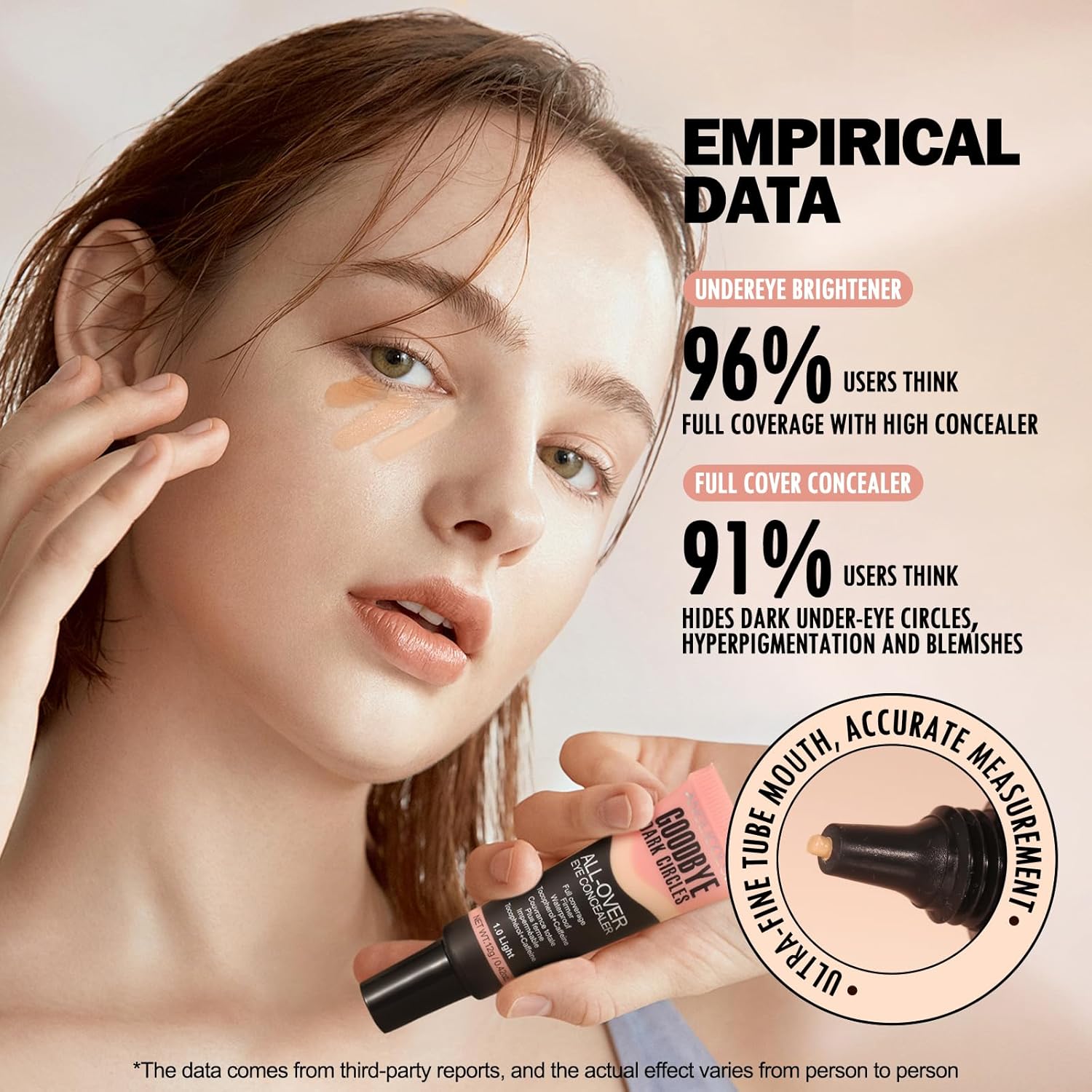 Liquid Concealer, Under Eye Full Coverage Concealers for Dark Circles, Fine Lines, Redness,Waterproof, Firming,Color Correcting Long lasting Makeup Concealer for Women (01#Light) - Image 7