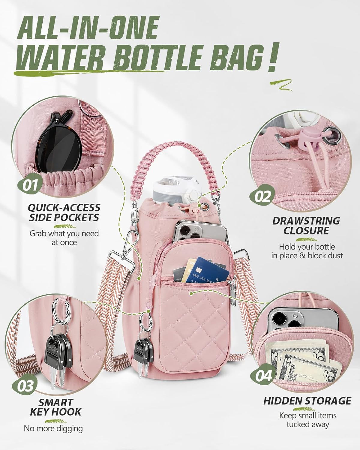 RXW Water Bottle Holder with Strap Water Bottle Carrier Bag 40oz Insulated image 5