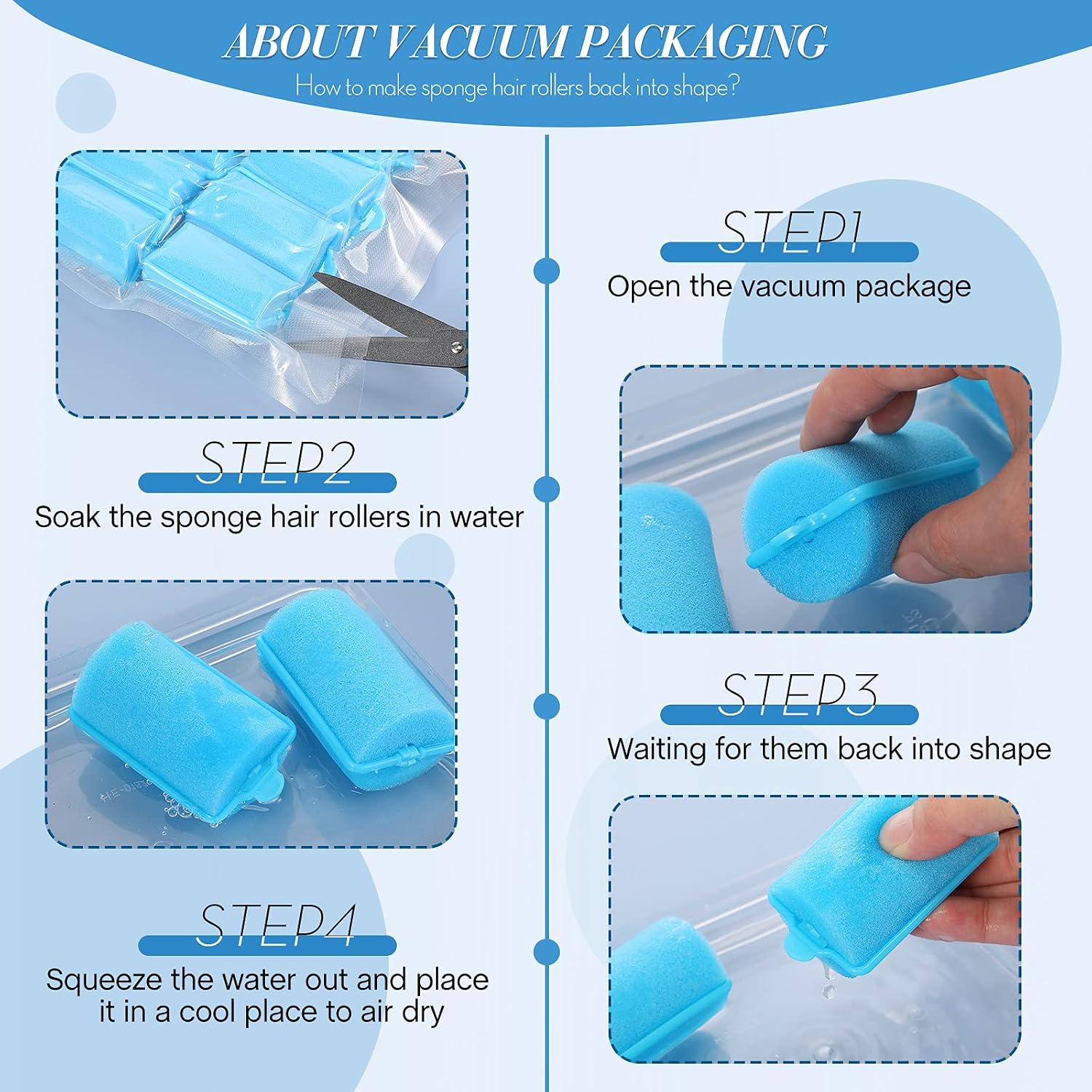 18 Pieces Sponge Hair Rollers Large Soft Foam Hair Styling Curlers 40 mm Large Size Hairdressing Curlers for Women and Kids (Blue,1.4 x 2.6 Inches)