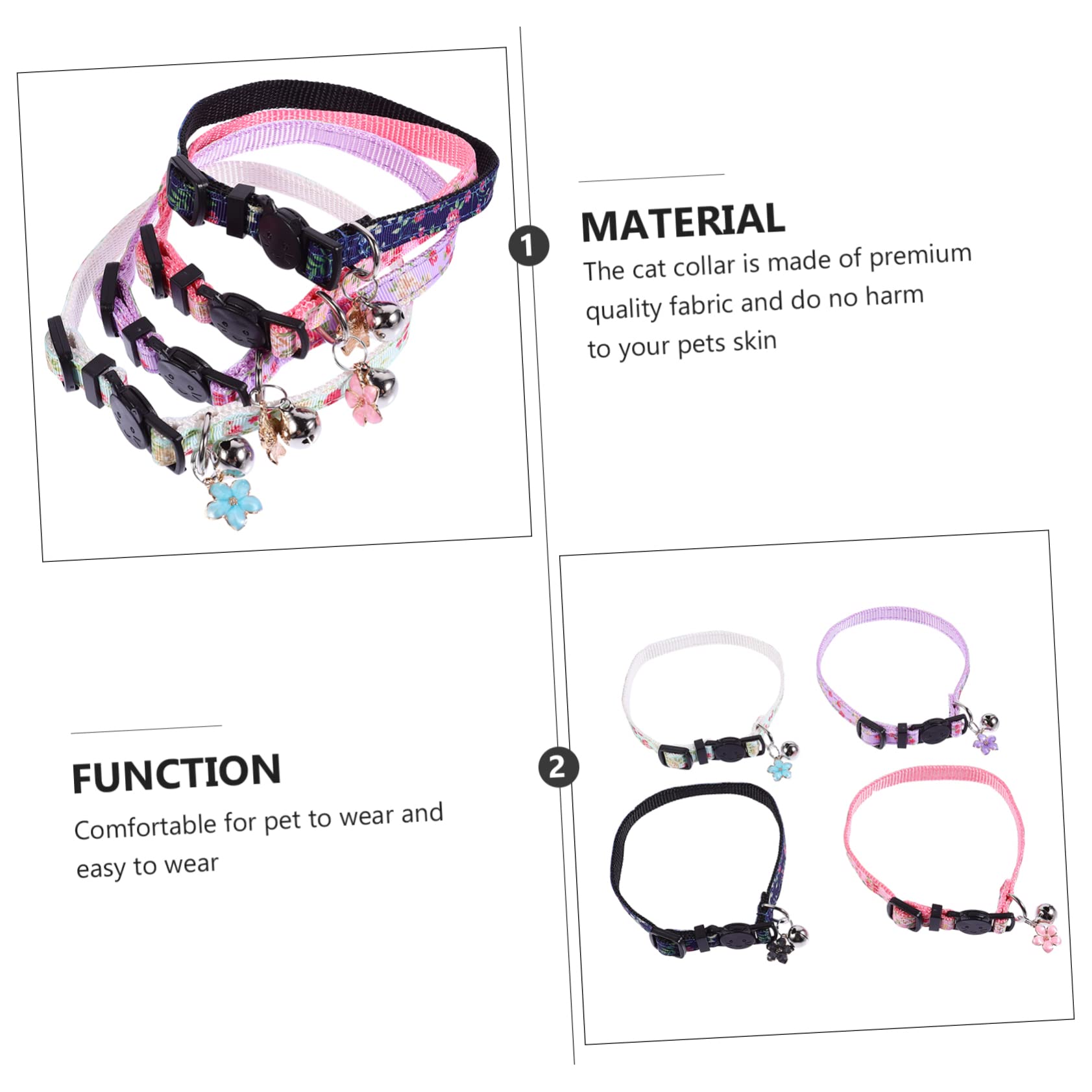 BESPORTBLE 12pezzi Collare Per Gatti Con Design Floreale Da Vari Colori Per Gattini Accessorio Elegante e Comodo Per Occasioni Speciali e Quotidiane