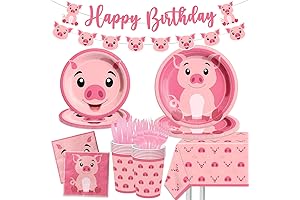 143Pcs Pink Pig Theme Plates and Napkins Set for a Memorable Pig Birthday Party