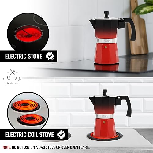 Miniatura 5 de Zulay Kitchen Cafetera de Espresso para Estufa - Olla Moka 5.5 Tazas de Espresso - Cafetera Percoladora para Espresso al Estilo Clásico Cubano e