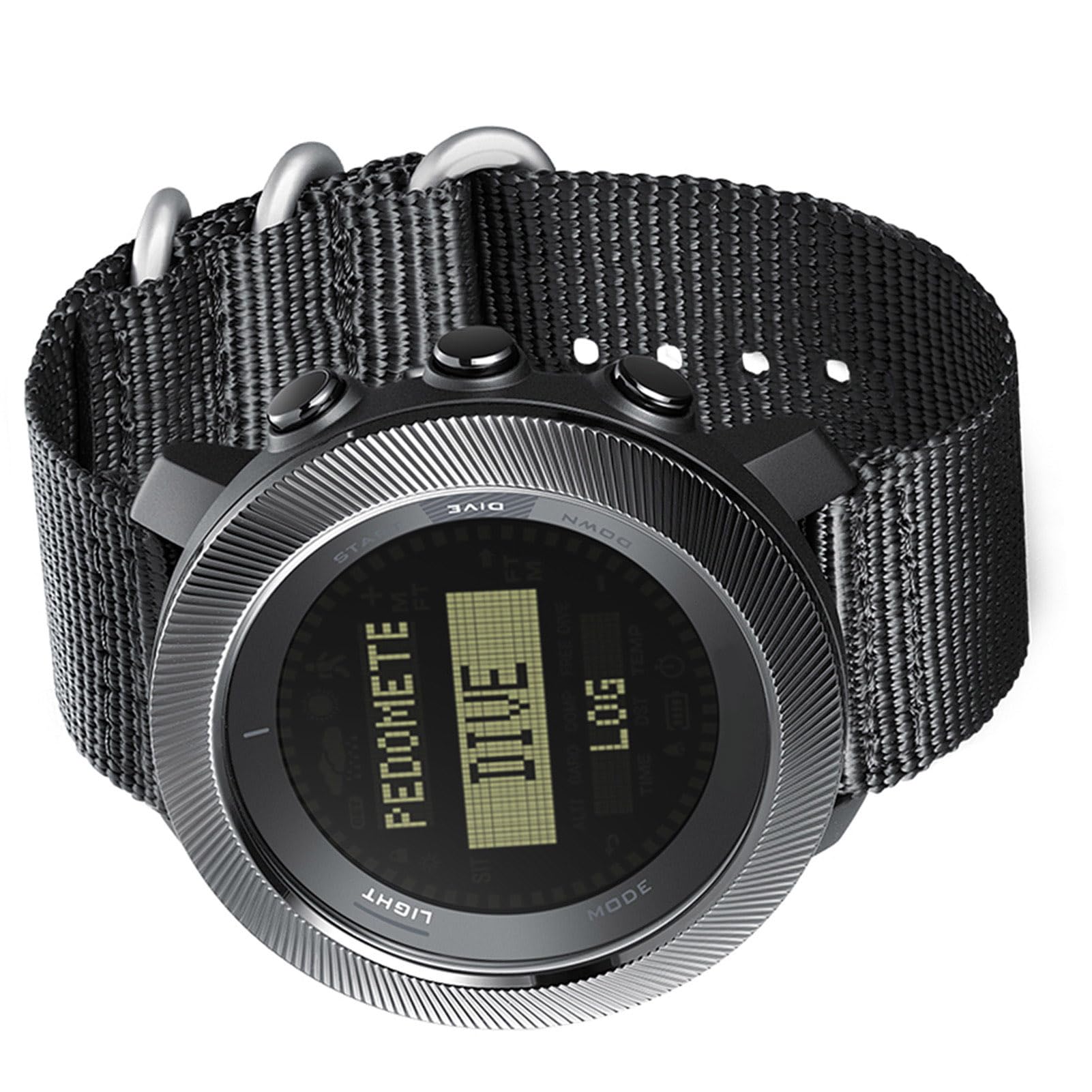 Keenso Reloj Deportivo Digital con Brújula y Altímetro, Caja de Fibra de Carbono PPS 100 M Resistente a la Lluvia Retroiluminación LED Registro de Buceo Contador de Pasos para Hombres Al Aire