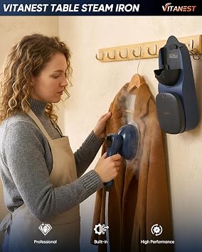 VITANEST Iron Steamer for Clothes, 2-in-1 Steam Iron & Clothes Steamer with Fast Heat-Up, Mini Handheld Garment Steamer for Vertical & Horizontal Ironing, Powerful Steam for Home & Travel (Blue)