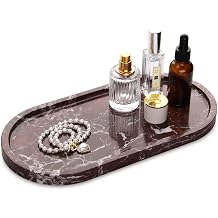 Oval Marble Bathroom Vanity Tray, Natural Luxury Marble Home Kitchen Bathroom Table Tray, Stone Decorative Countertop Tray for Coffee Perfume Jewelry Rosso Lepanto, 12" x 6" x 0.8"