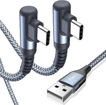 USB Type C Cable, L Shape, Set of 2, 3.3 ft 1 m, Rapid Charger, Type C
