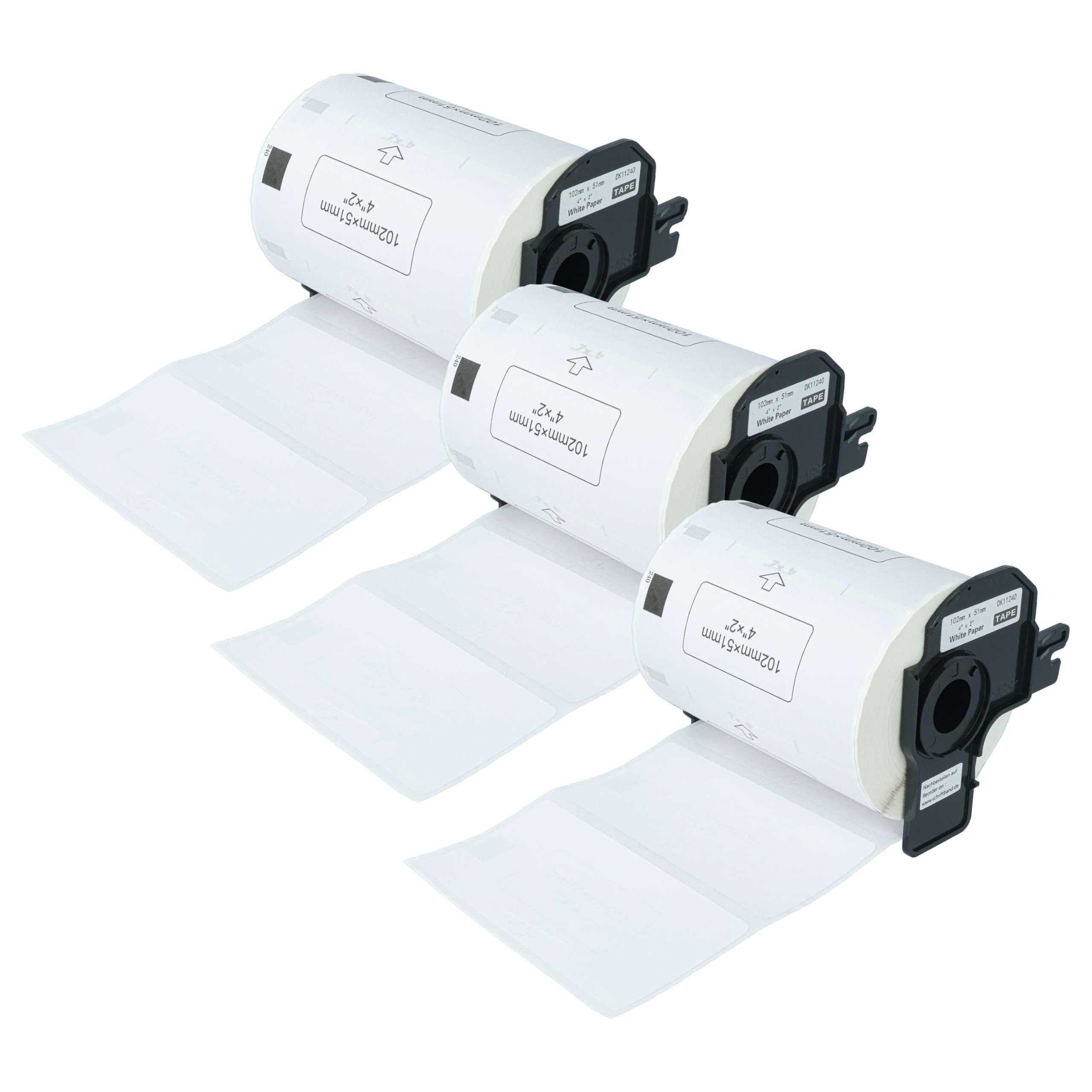 vhbw 3x rotolo etichette con supporto 102mm x 51mm (600 etichette) compatibile con Brother PT QL1060N, QL-500, QL-500A etichettatrice