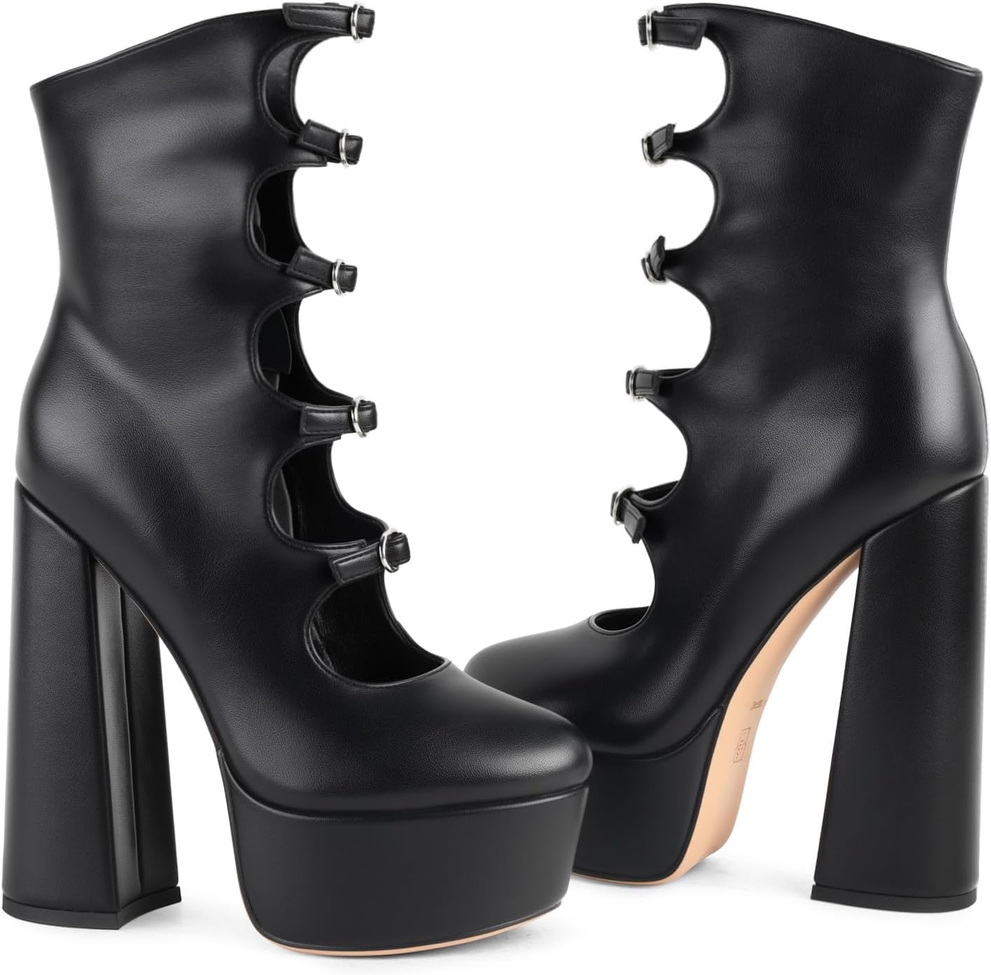 FancyQueen Platform Boots for Women, Chunky Platform Heels Goth Boots, Side Zipper Block Heels - Image 3