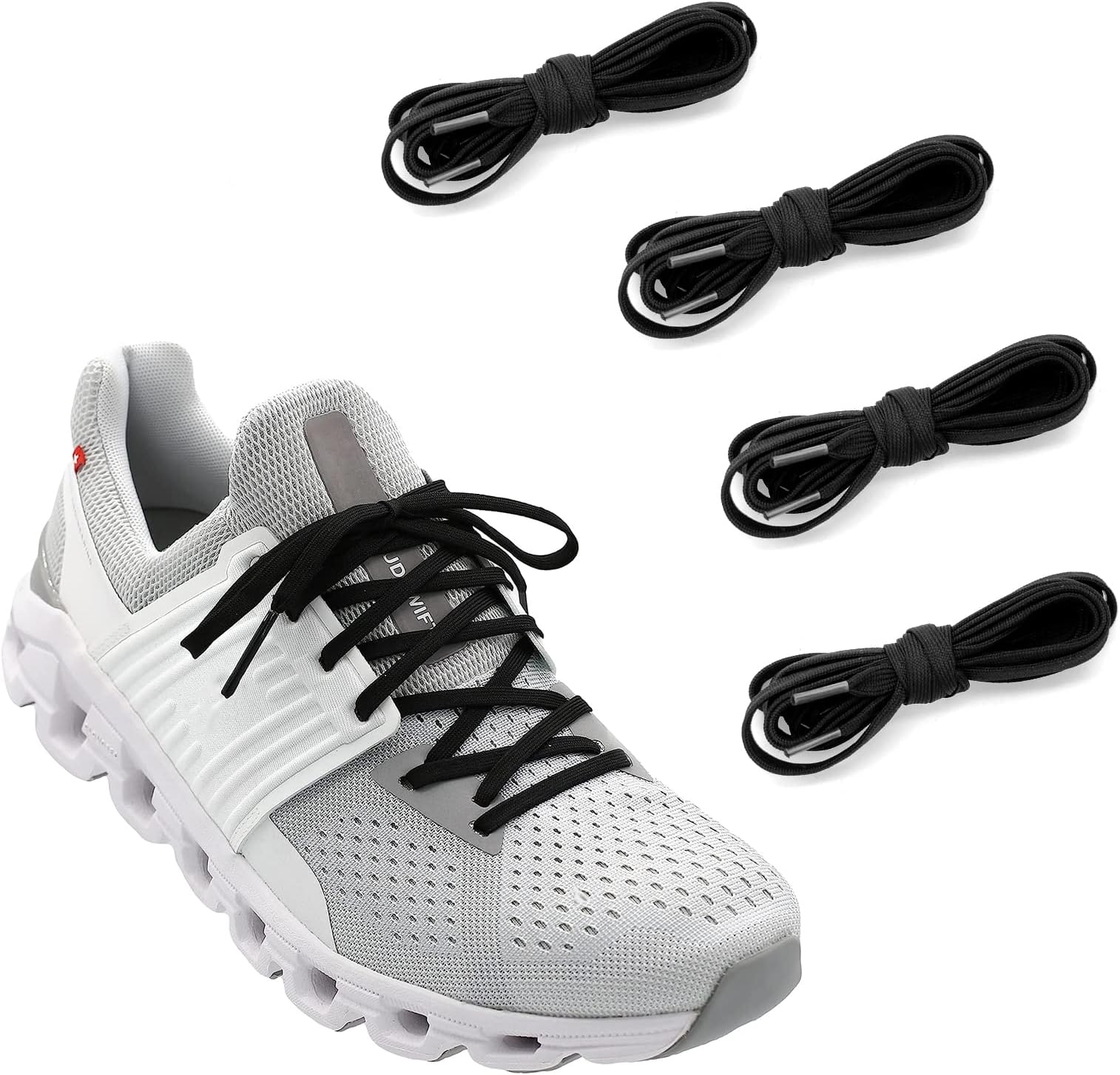 2 Pairs 1/4" (6mm) Flat Thin Shoe Laces for On Cloud Sneakers, Athletic Shoelaces Replacement Trainer Shoe Strings