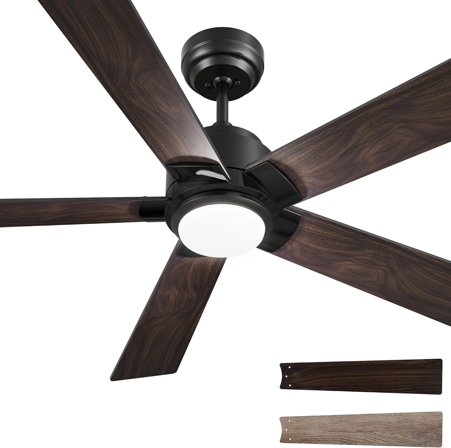 SMAAIR Smart Ceiling Fan with Light, 60inch Indoor and Outdoor ceiling fan with Remote, Compatible with Alexa/Google Assistant/Siri Shortcut, App control with Timer and Schedule(White)