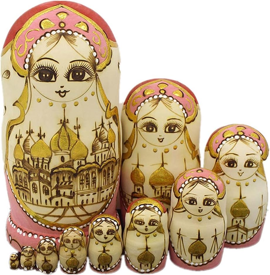 Matryoshka Russian Nesting Doll 10 Pieces Traditional Russian Nesting Dolls Wooden Decoration Gift Doll Creative Home Decoration Gifts Christmas Wish Gift
