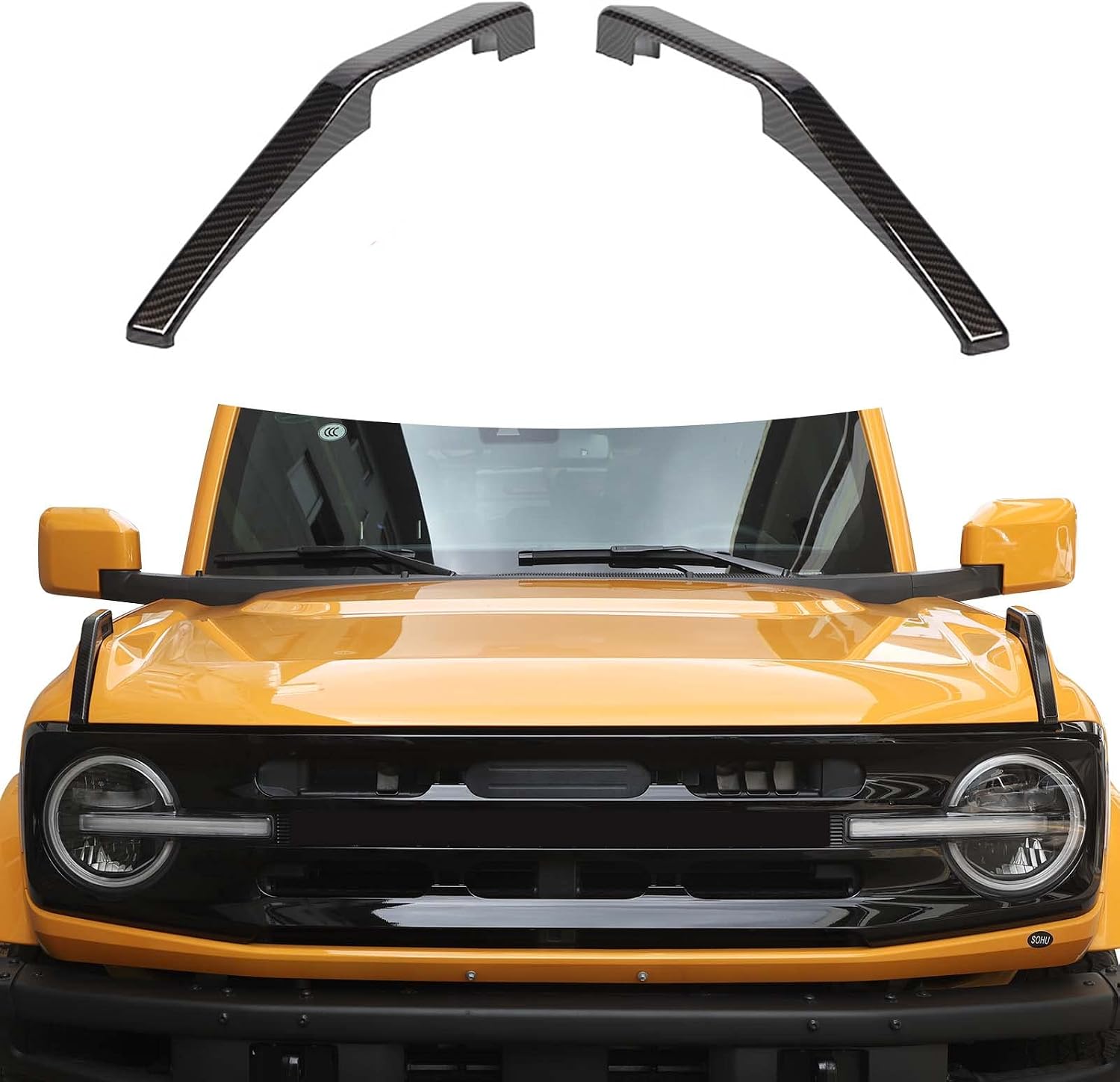 RAZPOY Engine Hood Hinge Cover Trim for Ford Bronco Accessories 2021-2025, Carbon Fiber