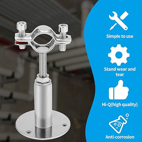 Miniatura 6 de 2 piezas de soporte de tubería de montaje en pared para montaje en techo, de acero inoxidable, ajustable, correas de tubo de abrazadera para tubo de