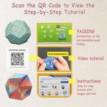 STEM Educational 3D Paper Folding Math Puzzles Set - Flipping Regular Dodecahedron,Soccer