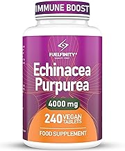 Premium UK Echinacea Whole Plant Extract Tablets 240 Tablets of Maximum Strength 4000mg | Double Extraction for Advanced Immune Support, Non-GMO, Made in The UK