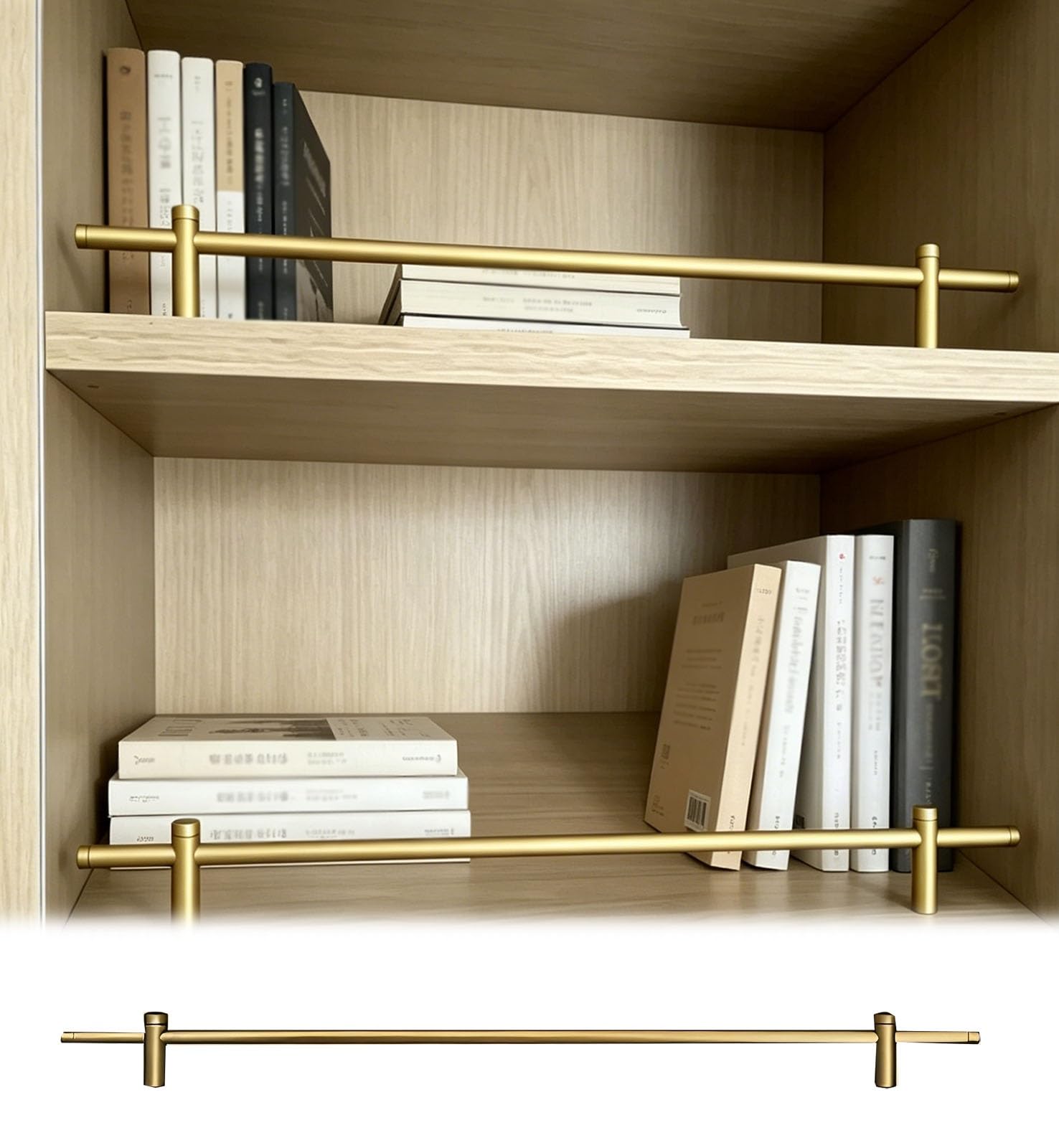 HDYZJQ 6 10 12 14 18 Inch Anti Fall Bookshelf Shelf Guard Rails, Safety Decorative Gallery Railing for Cabinets/Bar Cart, Edge Guard Rail Hardware Set(9pack,105cm/41.3")