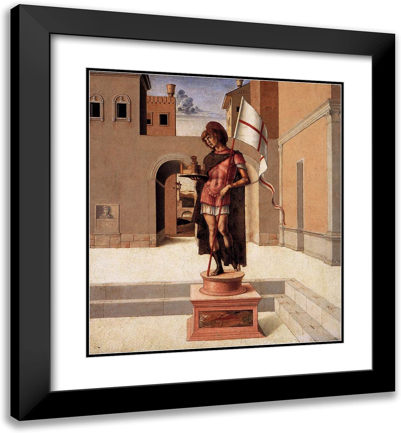 ArtDirect Bellini, Giovanni 20x22 Gold Ornate Framed Art Print with Double Matting Titled: Pesaro Altarpiece Predella