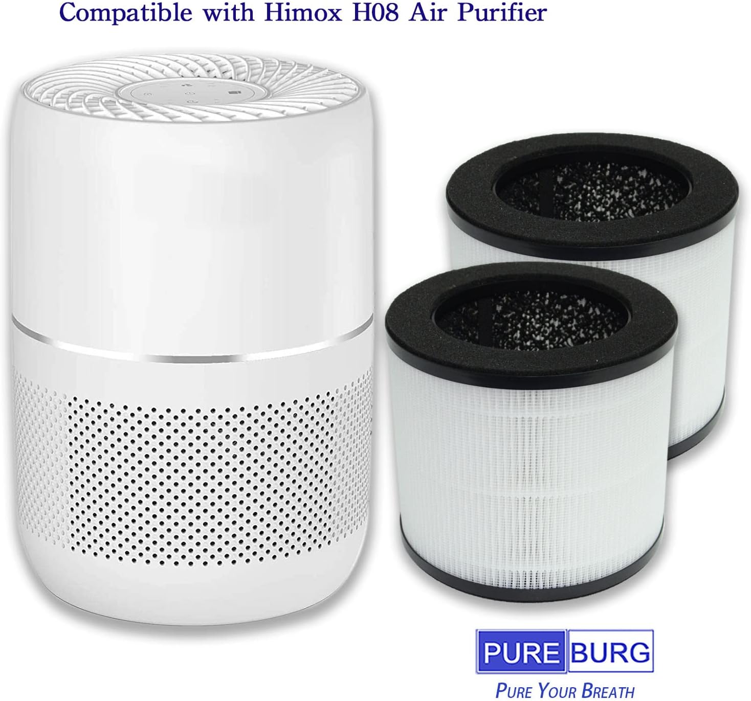 PUREBURG Replacement Filter Compatible with Himox H08 H08P Air Purifiers,2-Pack H13 HEPA 4-Stage Filtration Activated Carbon 2-in-1 Air Clean Dust VOCs - Image 2