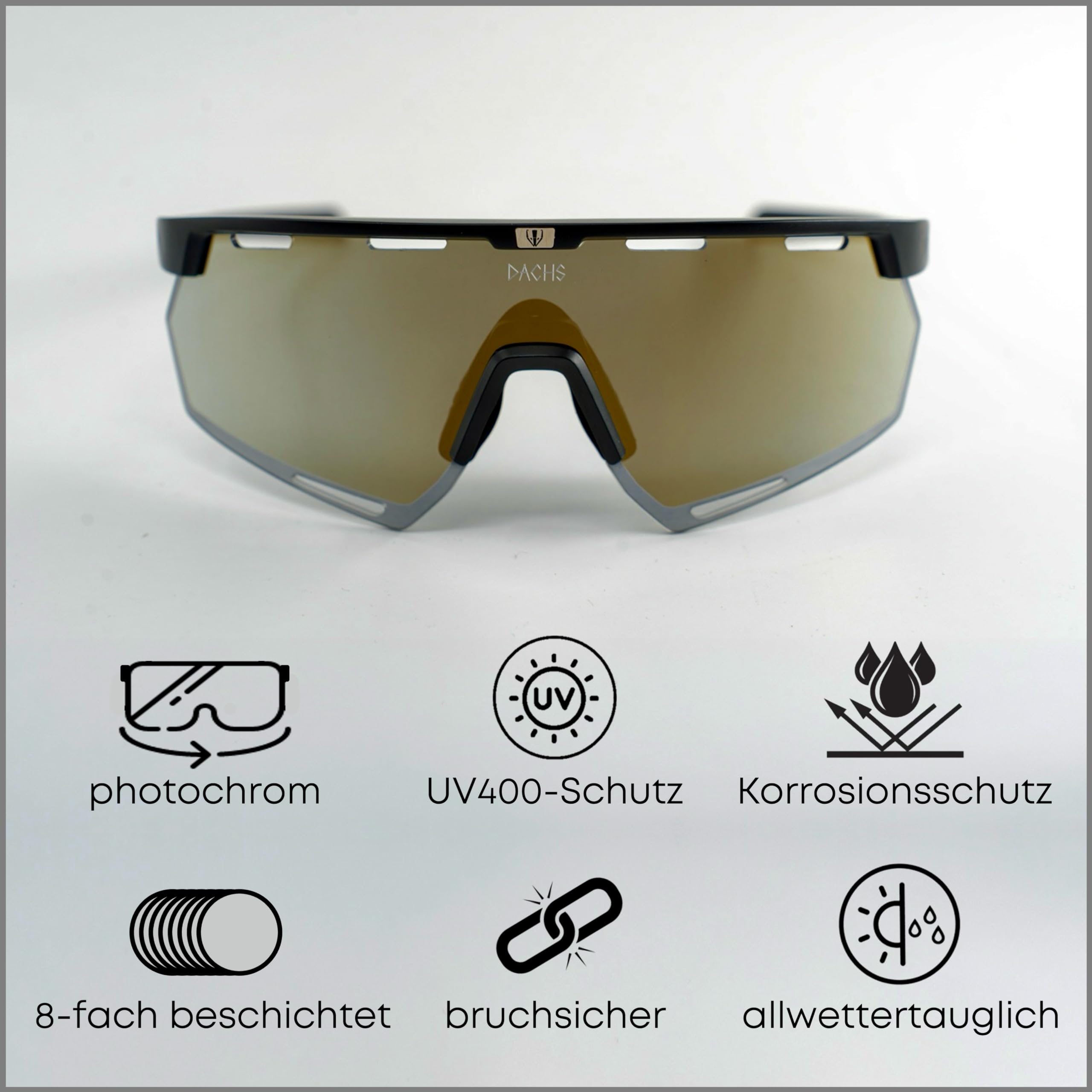 DACHS Carbon fotochromowe rowerowe okulary przeciwsłoneczne, samonośne okulary UV400, ultralekkie, 24 g, ramiona karbonowe